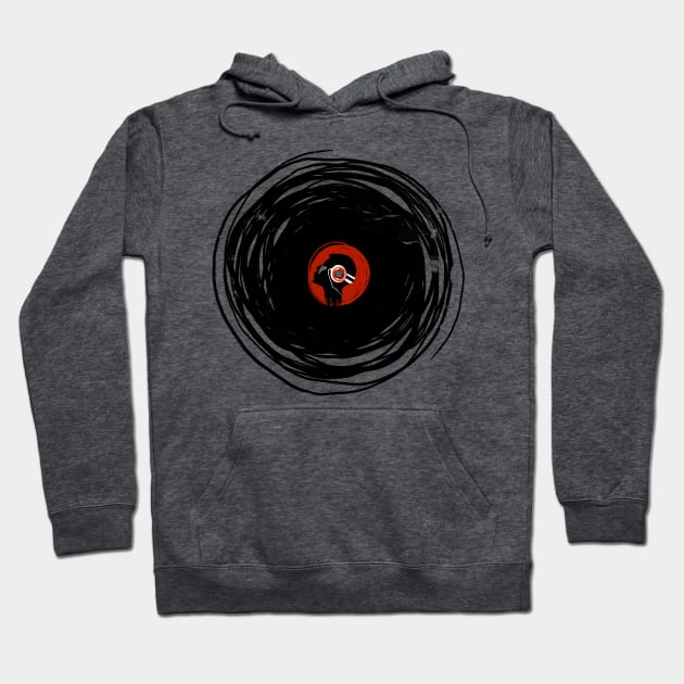 Vinyl Records Headphones man Hoodie by ddtk